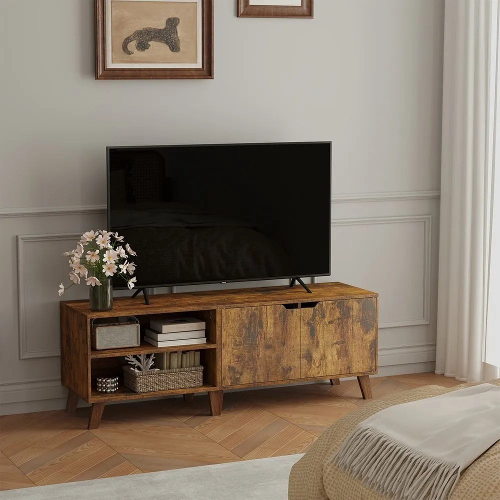 Móvel de TV, mesa de TV com 2 portas, 140 x 40 x 50 cm Castanho vintage