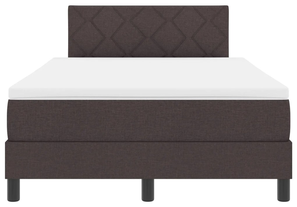 Cama Box Spring com Colchão e LED Castanha Escura 120x190 cm Tecido