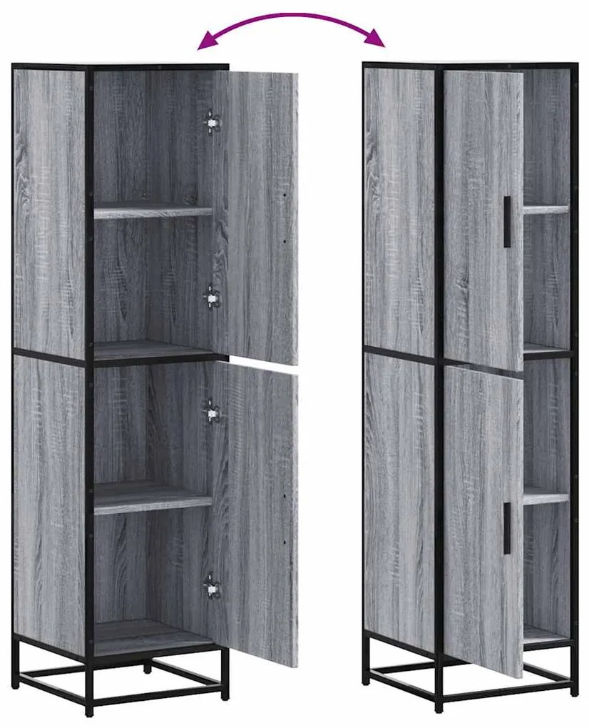 Armário alto 35,5x35x139 cm madeira e metal cinza sonoma