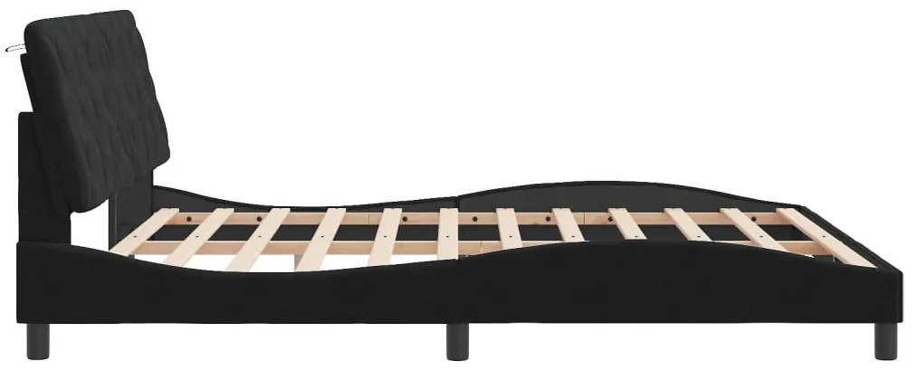 Estrutura de cama com luzes LED 180x200 cm veludo preto