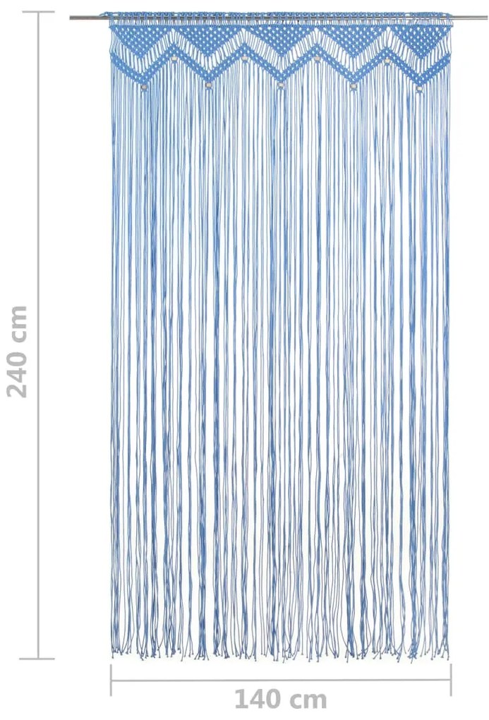 Cortina macramé 140x240 cm algodão azul