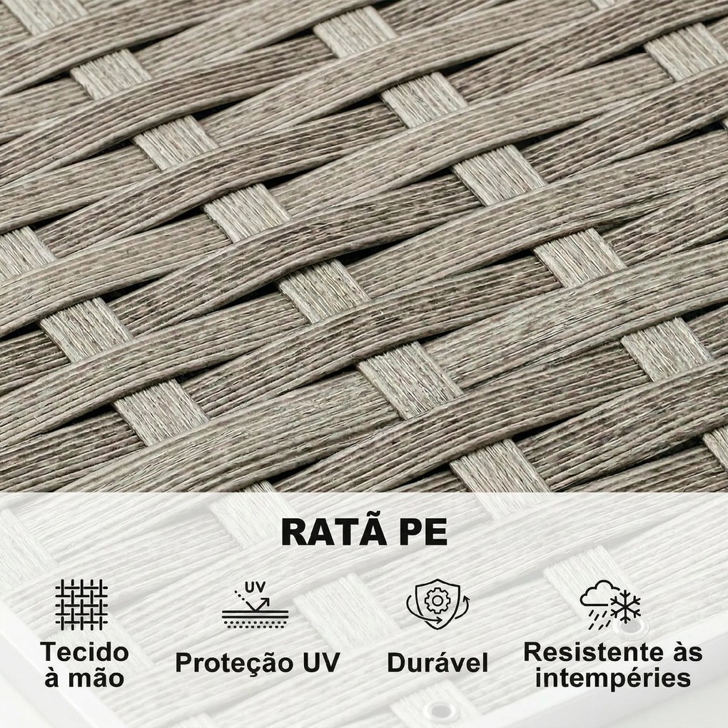 Conjunto de Jardim em Vime de 3 Peças com Sofás Modulares de 3 e 2 Lugares Mesa Lateral e Mesa de Centro Cinzento