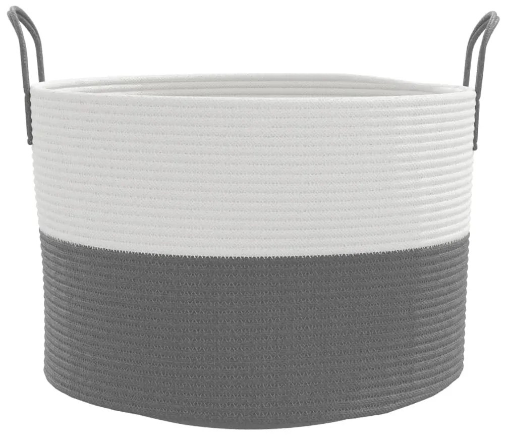 Cesto de arrumação Ø51x33 cm algodão cinzento e branco