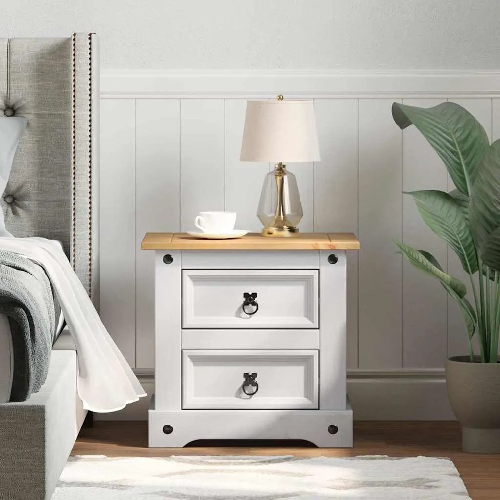 vidaXL Mesa-de-cabeceira com gaveta Branco 53 x 39 x 47 cm