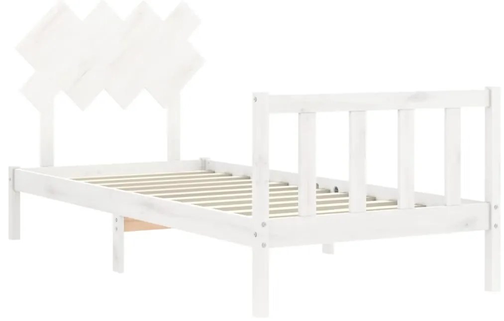Cama sem colchão 90x200 cm madeira de pinho maciça branco