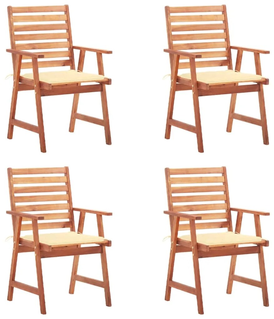 vidaXL Cadeiras de jantar p/ jardim 4 pcs c/ almofadões acácia maciça