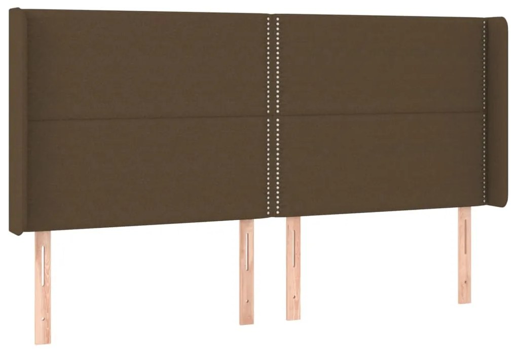 Cabeceira de cama c/ luzes LED tecido 203x16x118/128cm castanho