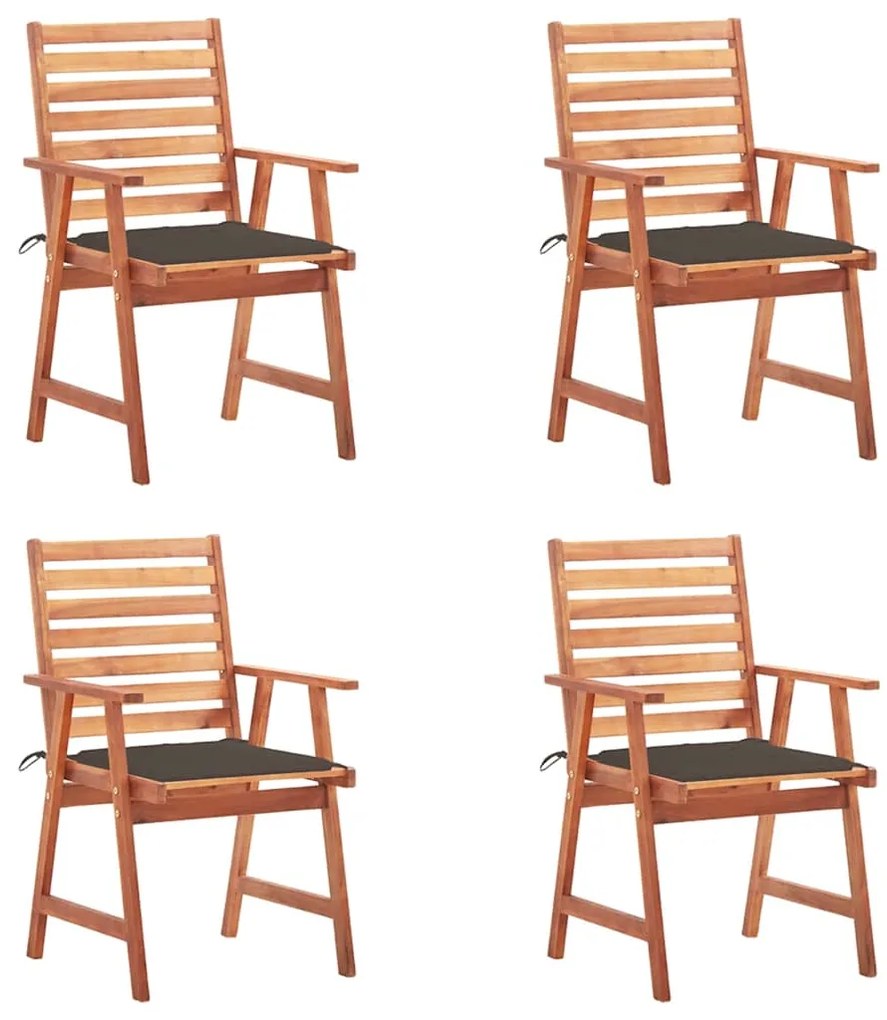 vidaXL Cadeiras de jantar p/ jardim 4 pcs c/ almofadões acácia maciça