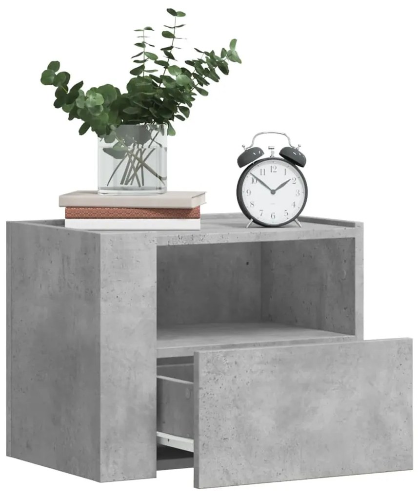 Mesas de cabeceira de parede 2 pcs 45x30x35 cm cinzento cimento
