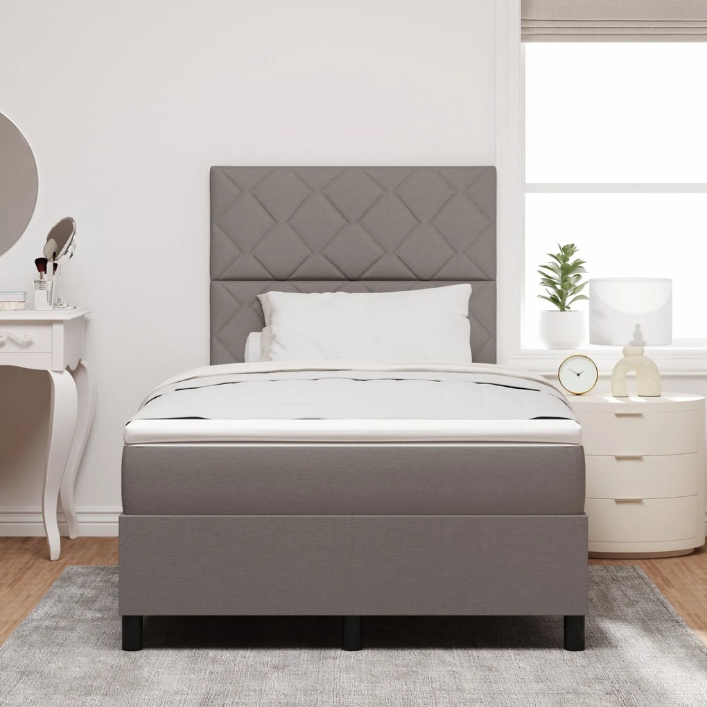 Cama com Box Spring com Colchão Taupe 120x200 cm Tecido