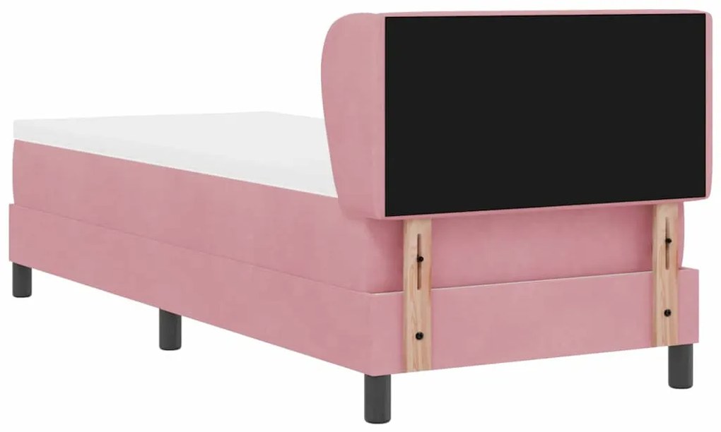 Cama Box Spring vidaXL com Colchão Rosa 80x200 cm de Veludo