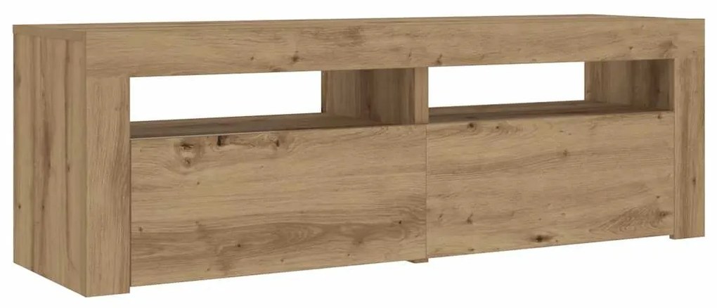 Mesas cabeceira c/ LEDs 2 pcs 60x35x40 cm carvalho artesanal