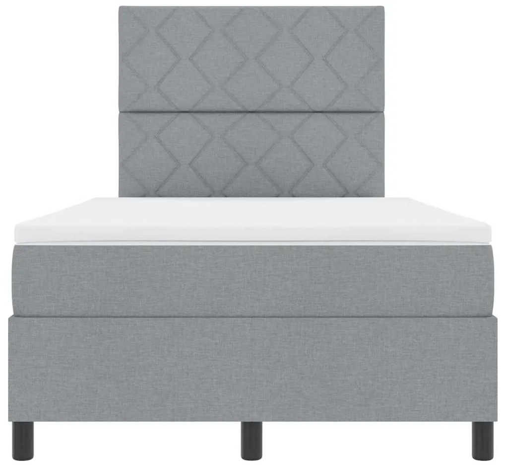 Cama Box Spring com Colchão Cinza Claro Cama Pequena de Tecido