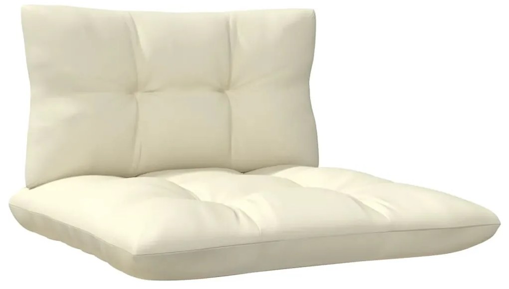 3 pcs conjunto lounge jardim c/ almofadões creme pinho maciço