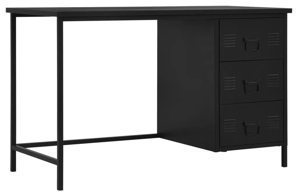 vidaXL Secretária com gavetas industrial 120x55x75 cm aço preto