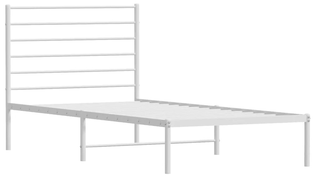 Estrutura de cama com cabeceira 90x190 cm metal branco