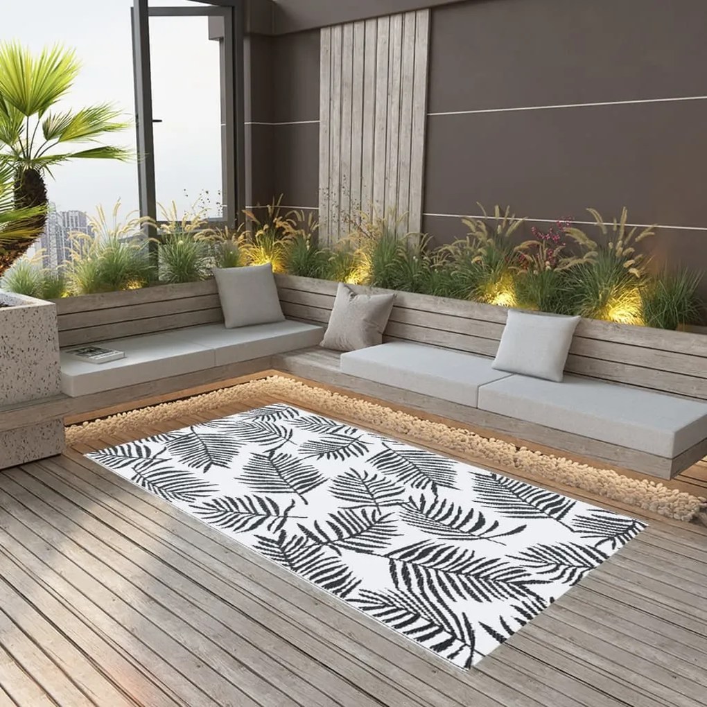 Tapete de exterior 120x180 cm ARAKIL PP branco e preto