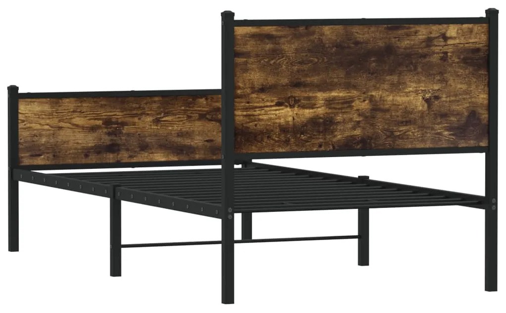 Estrutura de cama sem colchão 90x190 cm metal carvalho fumado
