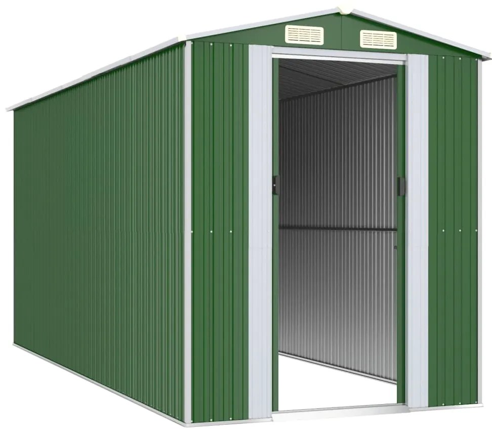 Abrigo de jardim 192x440x223 cm aço galvanizado verde