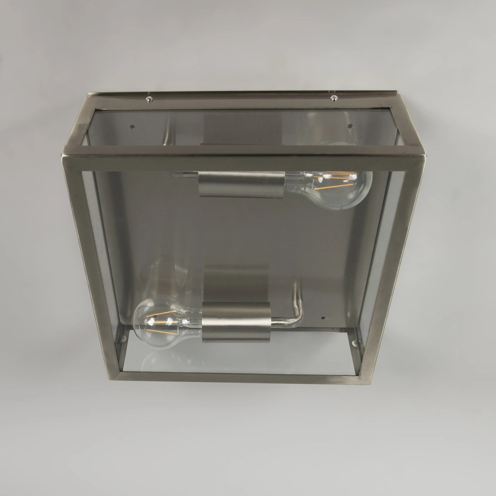 Candeeiro de teto exterior quadrado moderno em aço 2 luzes - Rotterdam