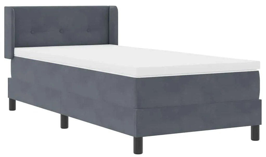 Cama Box da com Colchão Cinza Escuro 100x200 cm Veludo