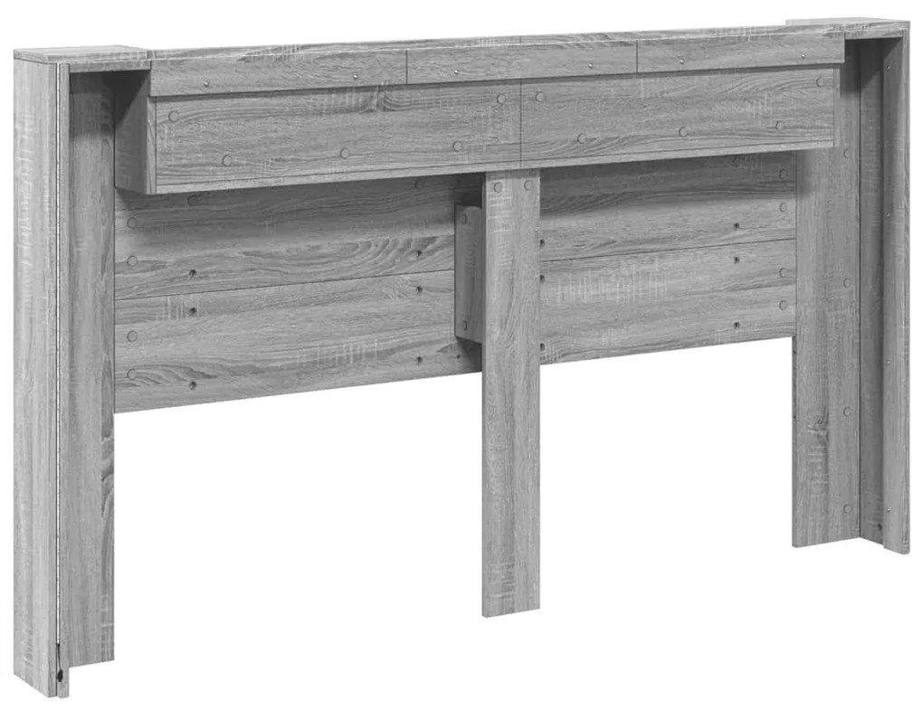 Armário de cabeceira c/ luzes LED 180x16,5x103,5cm cinza sonoma