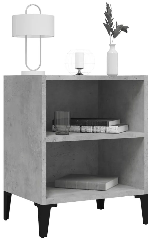 Mesa de cabeceira c/ pernas em metal 40x30x50 cm cinza cimento