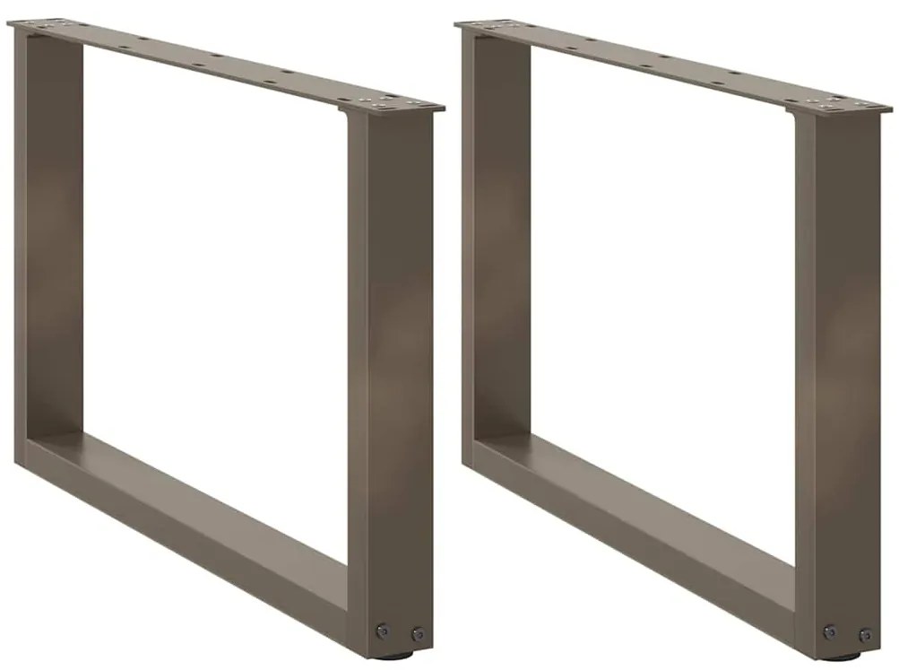 vidaXL Pés para mesa de centro em formato de U, 2 peças, aço natural, 60x(42-43) cm, aço