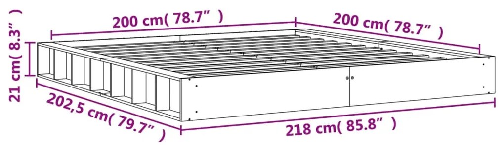 Cama sem colchão 200x200 cm pinho maciço castanho-mel