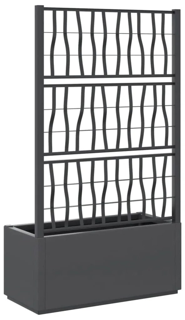 Vaso/floreira de jardim c/ treliça 80x36x140 cm PP cinza-escuro