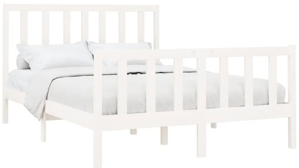 Cama sem colchão 140x190 cm madeira de pinho maciça branco