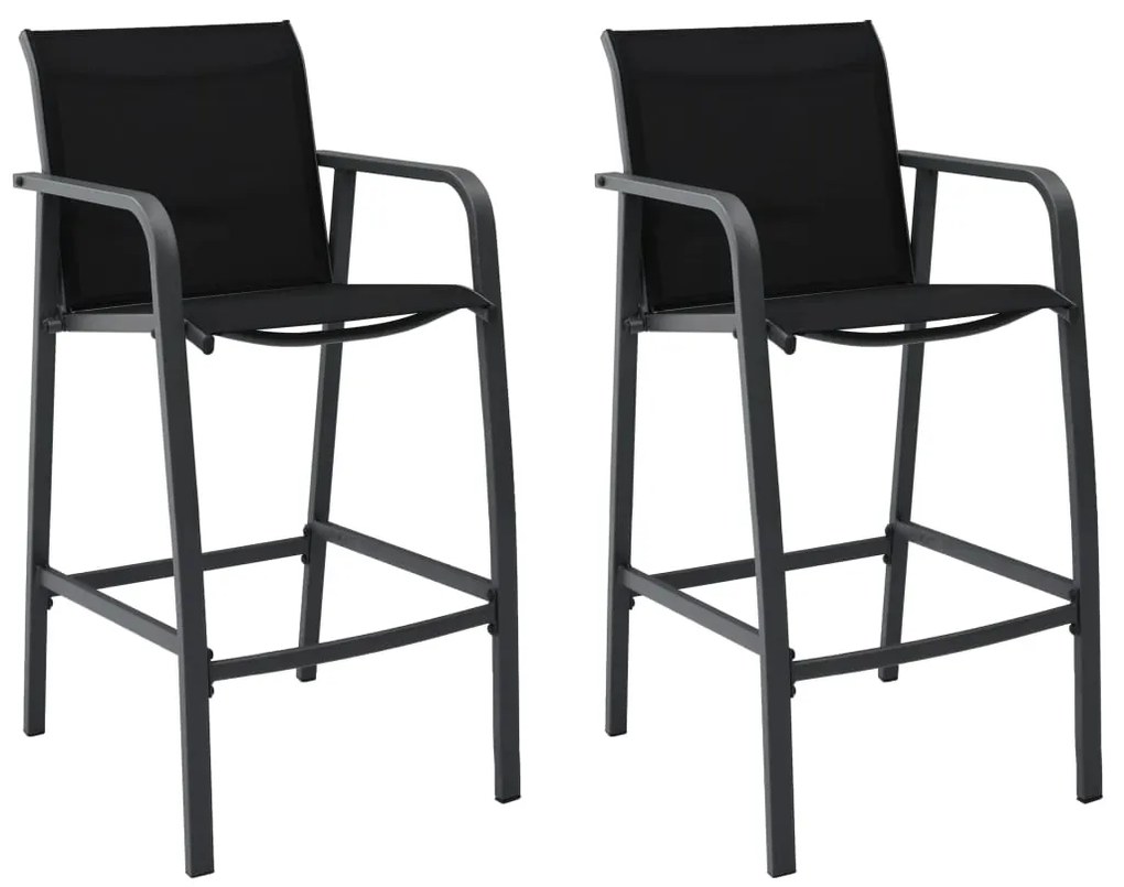 Cadeiras de bar para jardim 2 pcs textilene preto