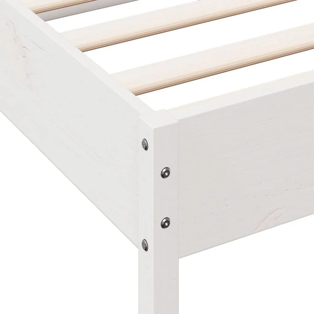 Cama sem colchão 140x190 cm madeira de pinho maciça branco
