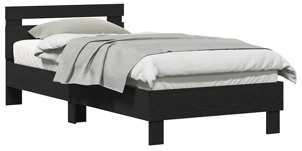 Estrutura de Cama em Preto Carvalho da - 90 x 200 cm, feita de madeira