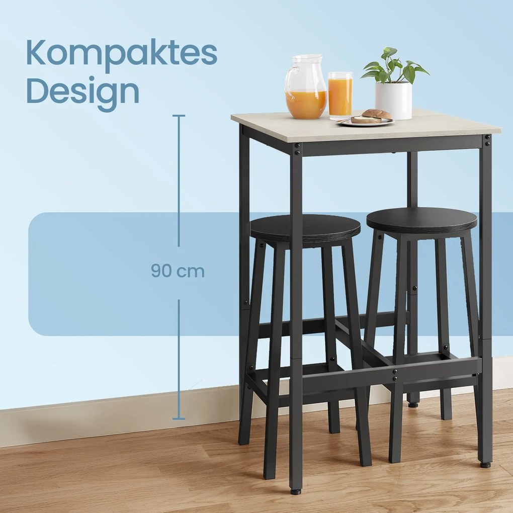 Mesa de bar, mesa de cozinha, mesa alta (BANCOS NÃO INCLUIDOS) 60 x 60 x 92 cm Greige + Preto