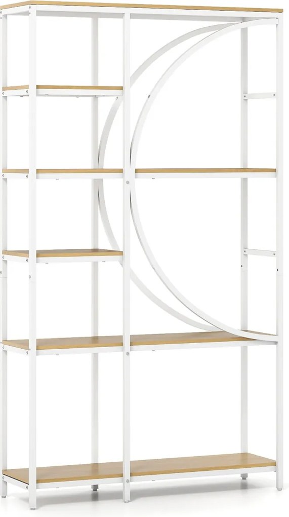 Estante de 6 níveis 100 x 30 x 177 cm com prateleiras de armazenamento abertas Branco e natural