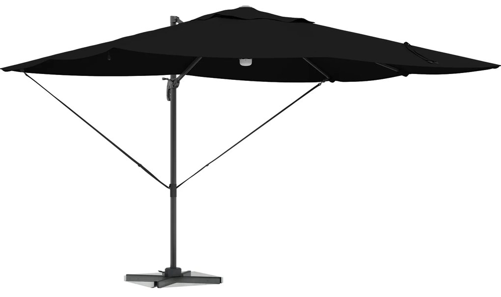 Guarda-sol de Braço Articulado - Preto Poliéster, Aço Revestido a Pó