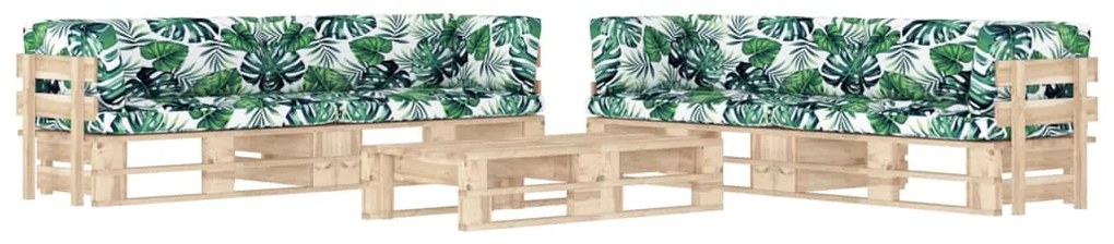vidaXL 6 pcs conj. lounge paletes c/ almofadões pinho impregnado