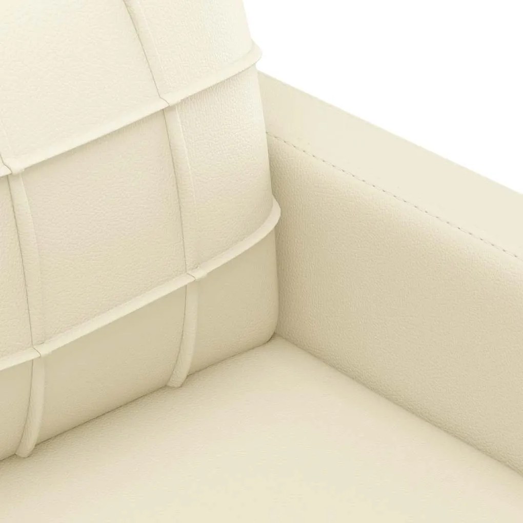 Sofá de 3 lugares 180 cm couro artificial cor creme