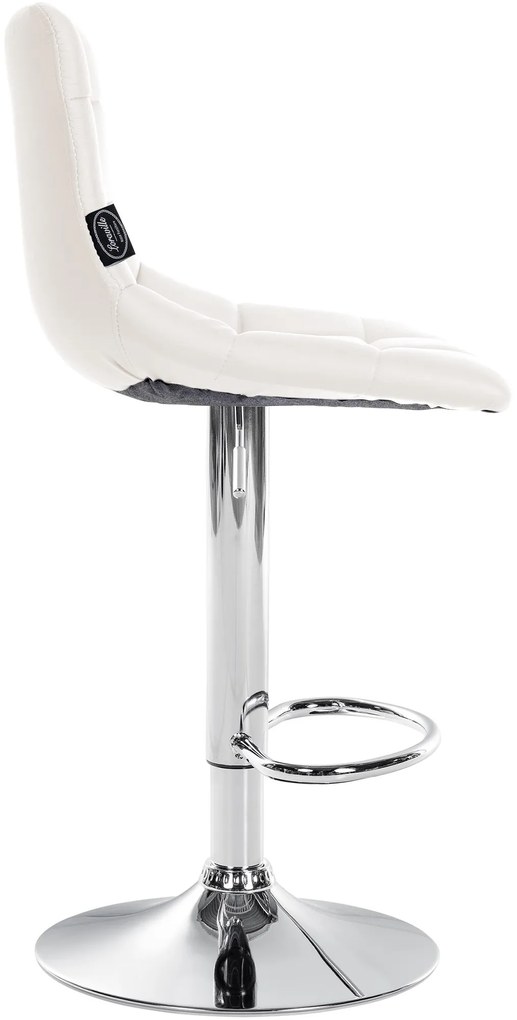 Conjunto de 2 bancos altos Jerry em couro sintético com estrutura cromada 87-108,5 x 43 x 46,5 cm Branco