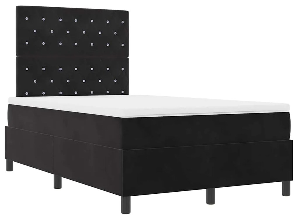 Cama Box com Colchão &amp; LED preto 120x200 cm em Veludo