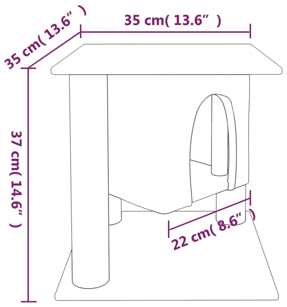 Árvore p/ gatos c/ postes arranhadores sisal 37 cm cinza-claro