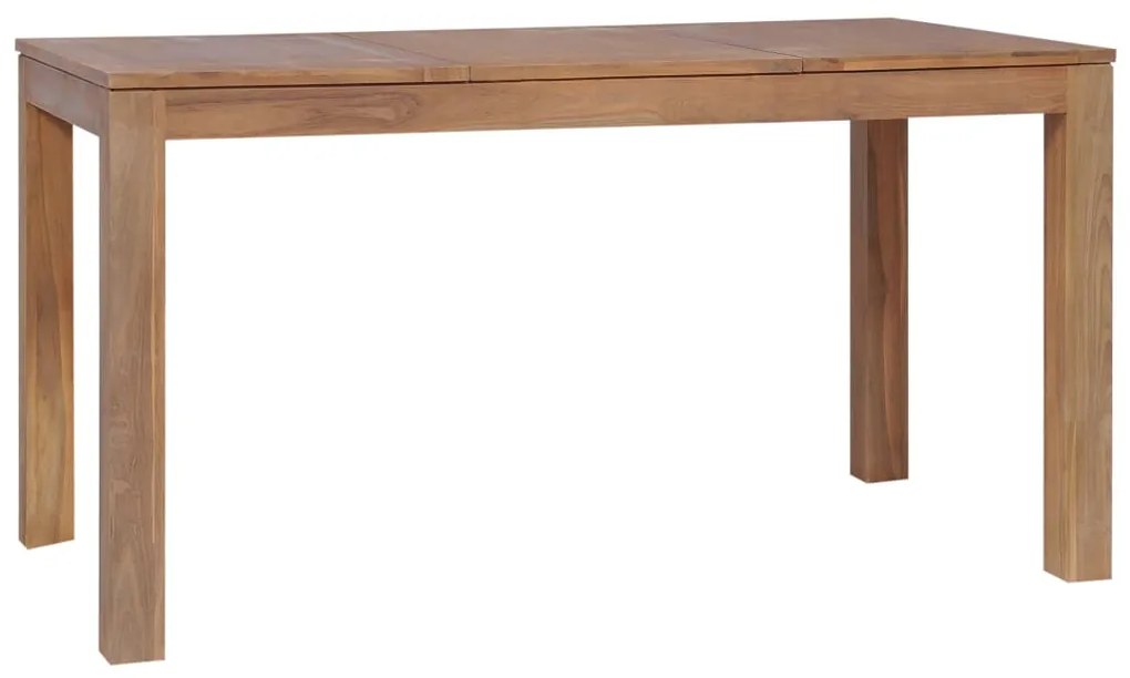 Mesa de jantar teca maciça com acabamento natural 140x70x76 cm