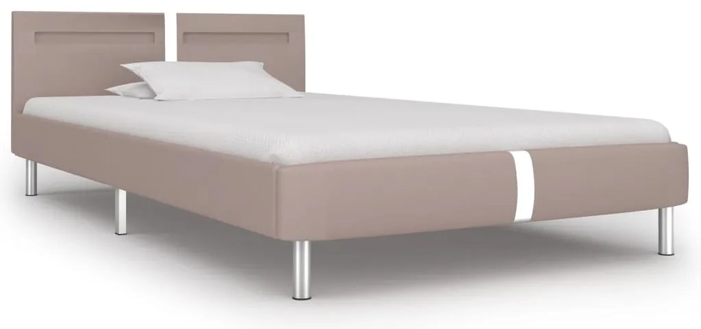 Estrutura de cama c/ LEDs 90x200 cm couro artificial cappuccino