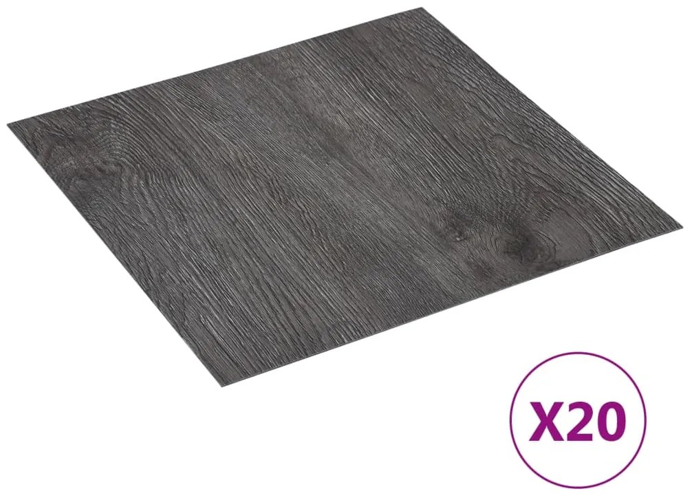 Tábuas de soalho autoadesivas 20 pcs 1,86 m² PVC castanho