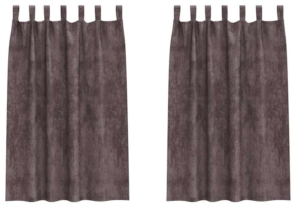 Cortinas de Veludo 2 pçs com Ilhós Castanho 175x140 cm
