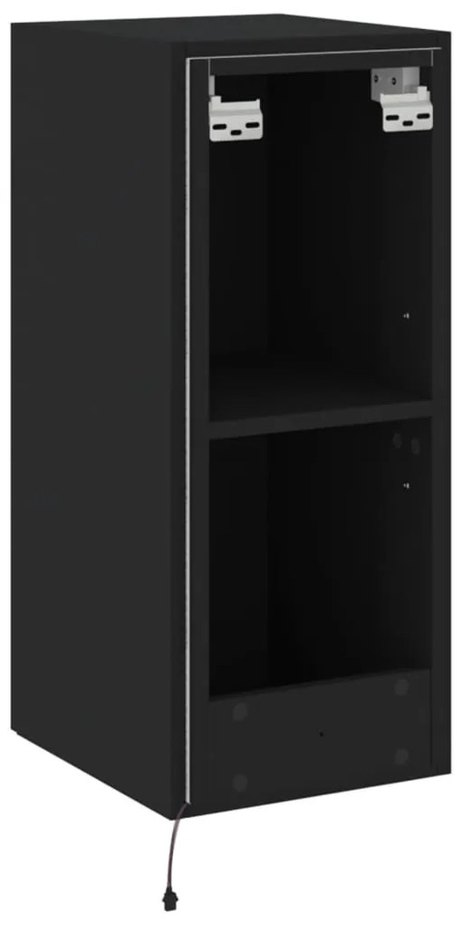Móvel de parede para TV com luzes LED 30,5x35x70 cm preto