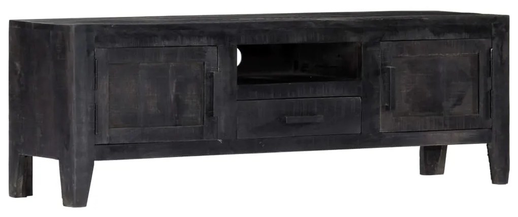 vidaXL Móvel de TV 118x30x40 cm madeira de mangueira maciça preto