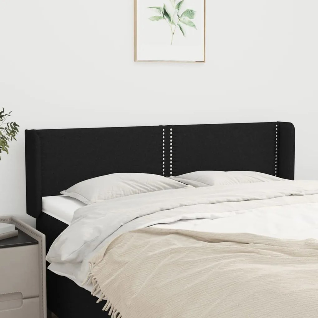 Cabeceira de cama c/ abas tecido 147x16x78/88 cm preto