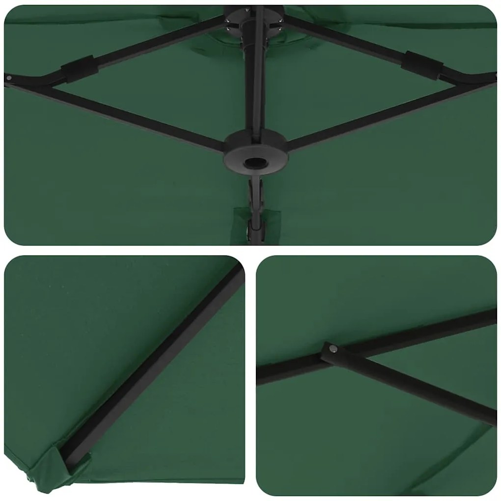 Guarda-sol cantilever de jardim Verde 372 x 198 x 253 cm